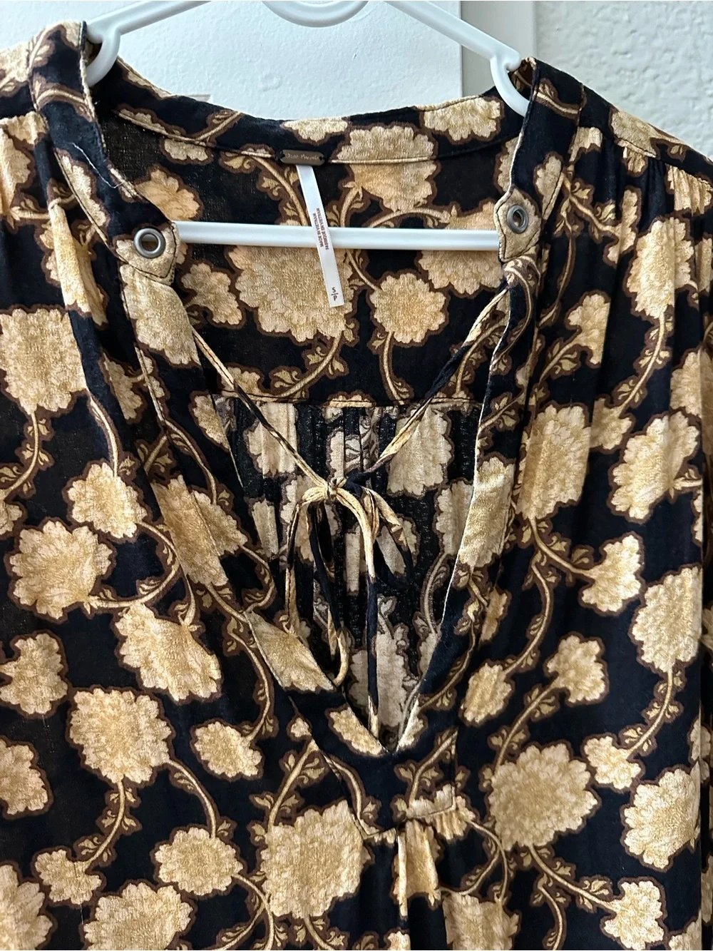Free People Black & Gold Floral Top